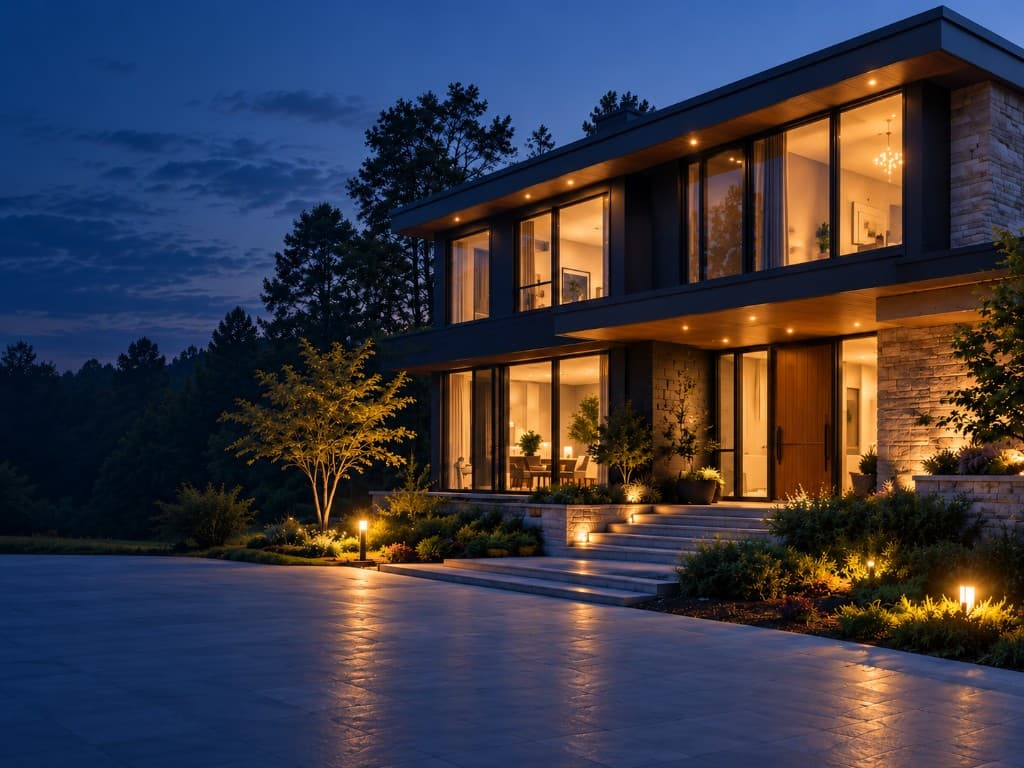 Premium modern home at blue hour representing Tamay Real Estate